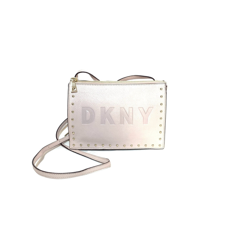 DKNY Light Pink Pebbled Leather Studded Cross Body Bag | Gently Used |