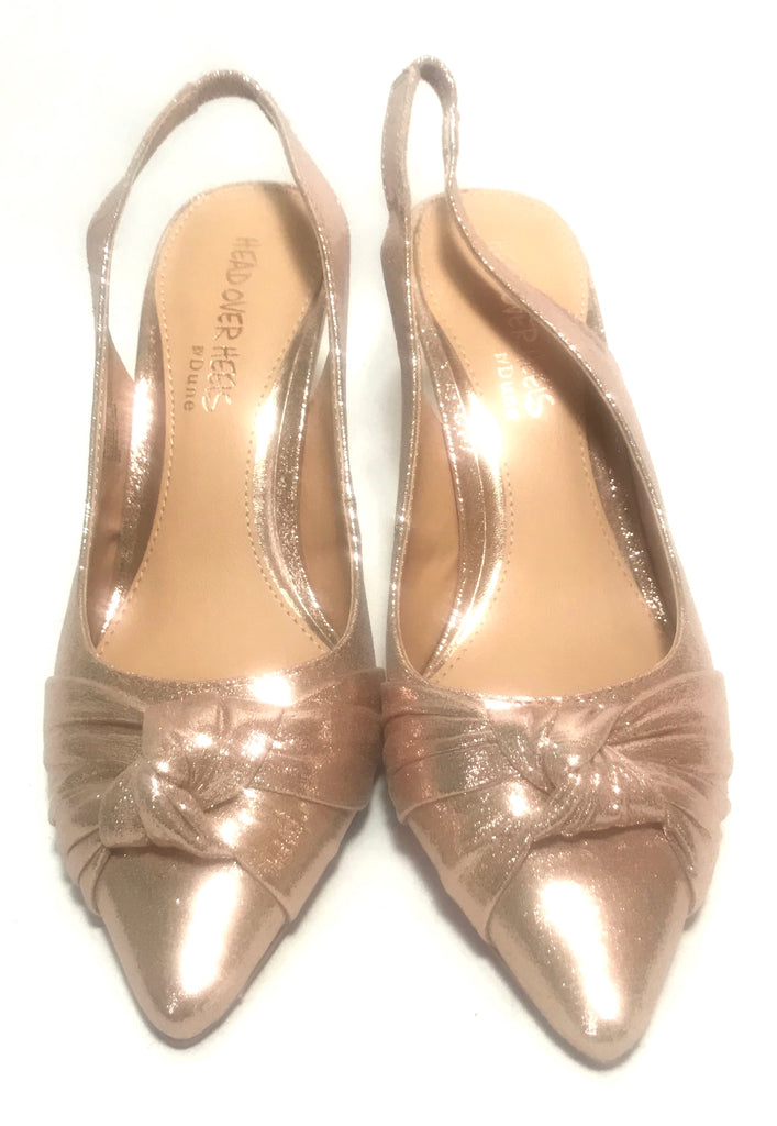 Head Over Heels by DUNE Rose Gold Knot Slingback Heels | Like New |
