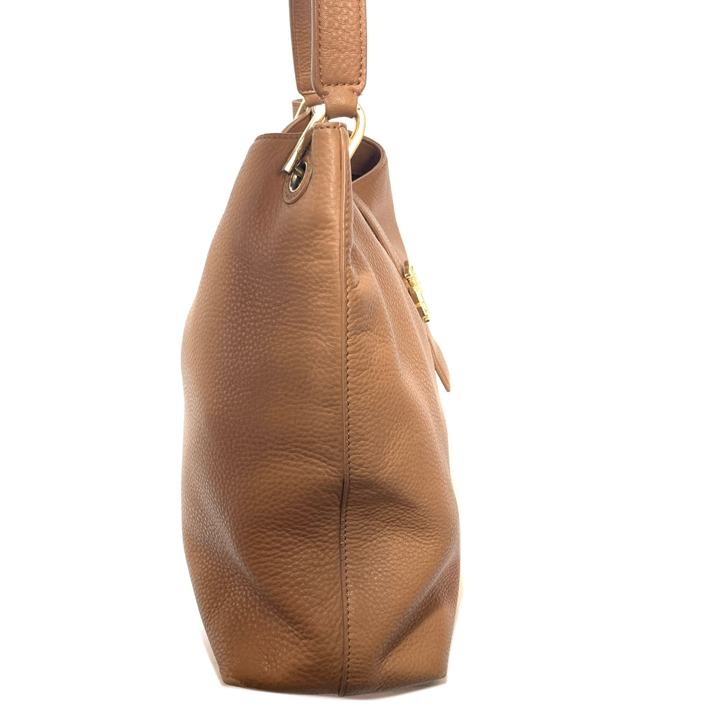 Tory Burch 'Meyer' Tan Leather Plaque Tote | Pre Loved |