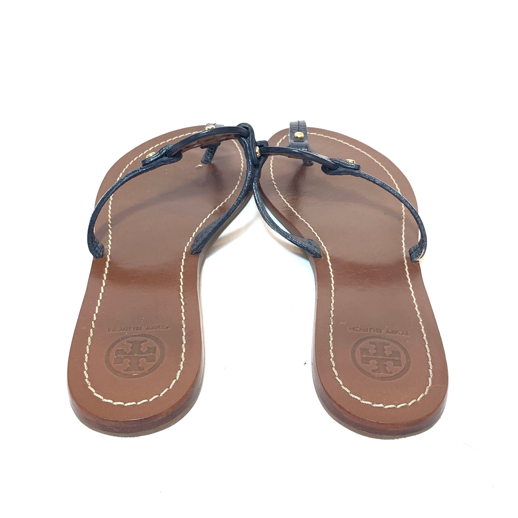 Tory Burch Navy Croc Embossed Mini Miller Leather Sandals | Pre Loved |