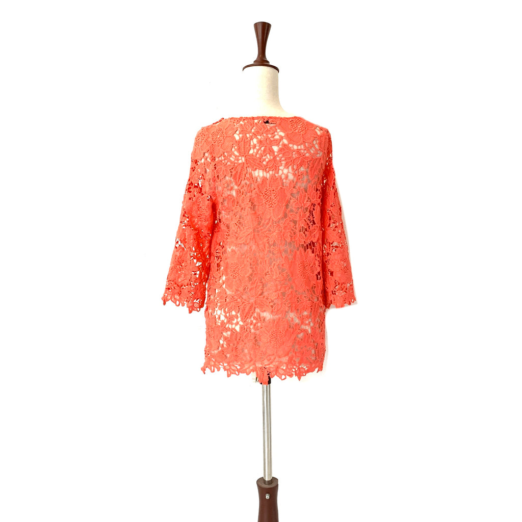 Papaya Coral Lace Top | Gently Used |