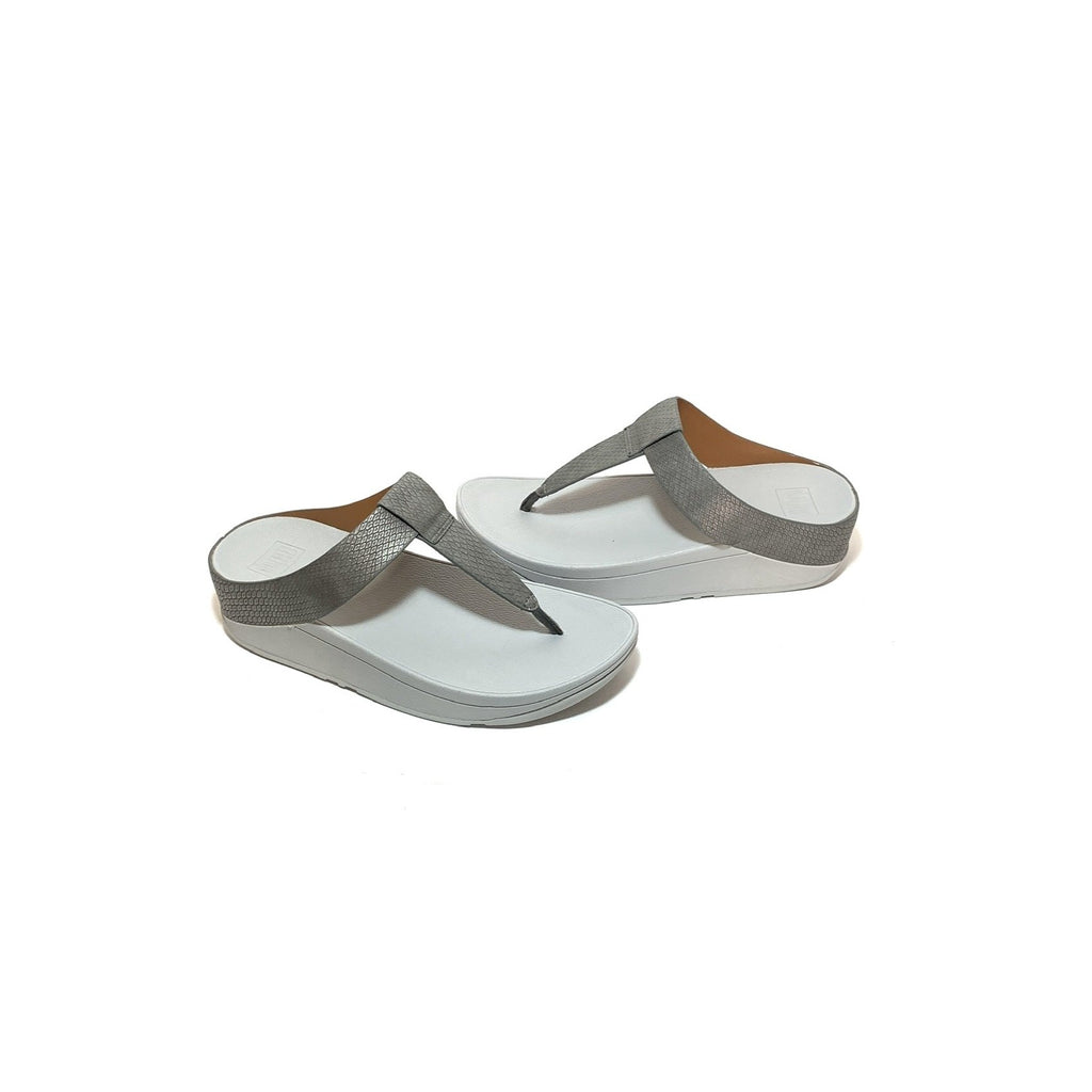 Fitflop 'Lina' Grey Snake Embossed Sandals | Brand New |
