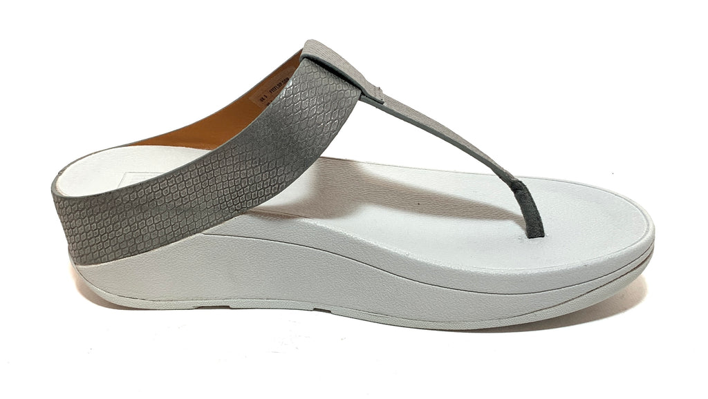 Fitflop 'Lina' Grey Snake Embossed Sandals | Brand New |