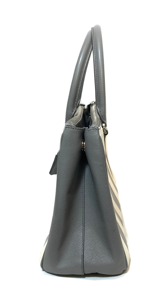 Prada Marble Grey Saffiano Leather Striped Small Satchel | Gently Used |