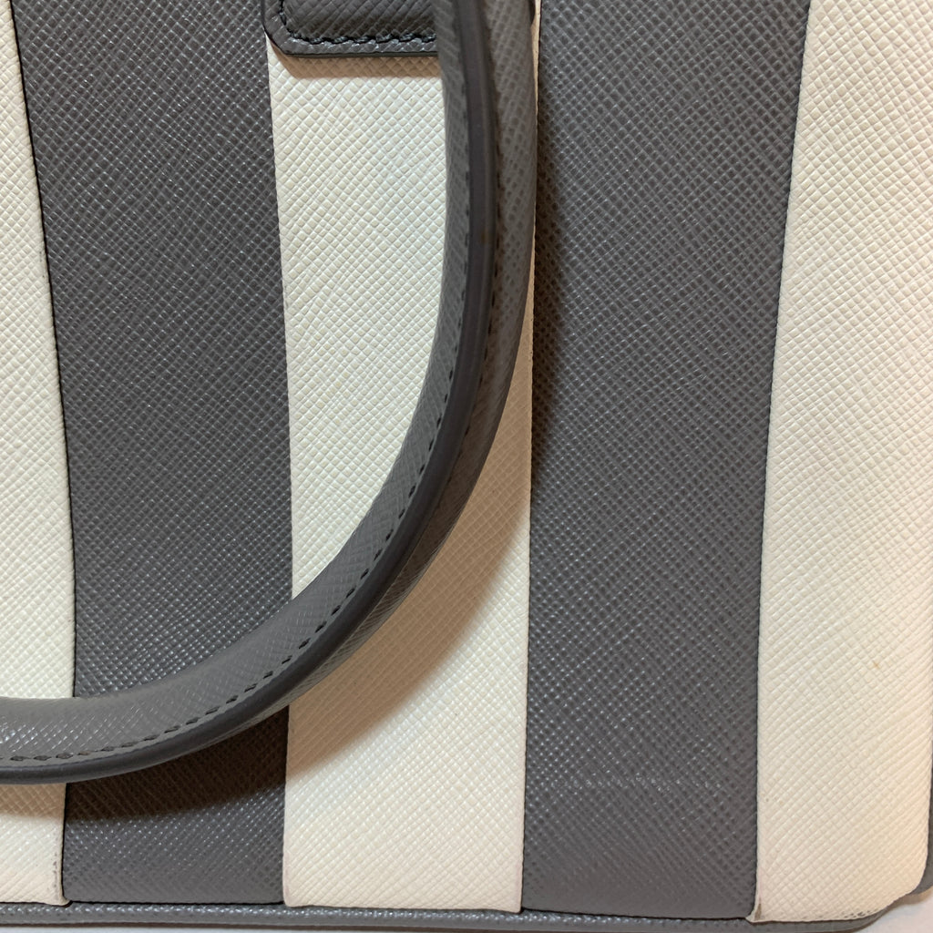 Prada Marble Grey Saffiano Leather Striped Small Satchel | Gently Used |