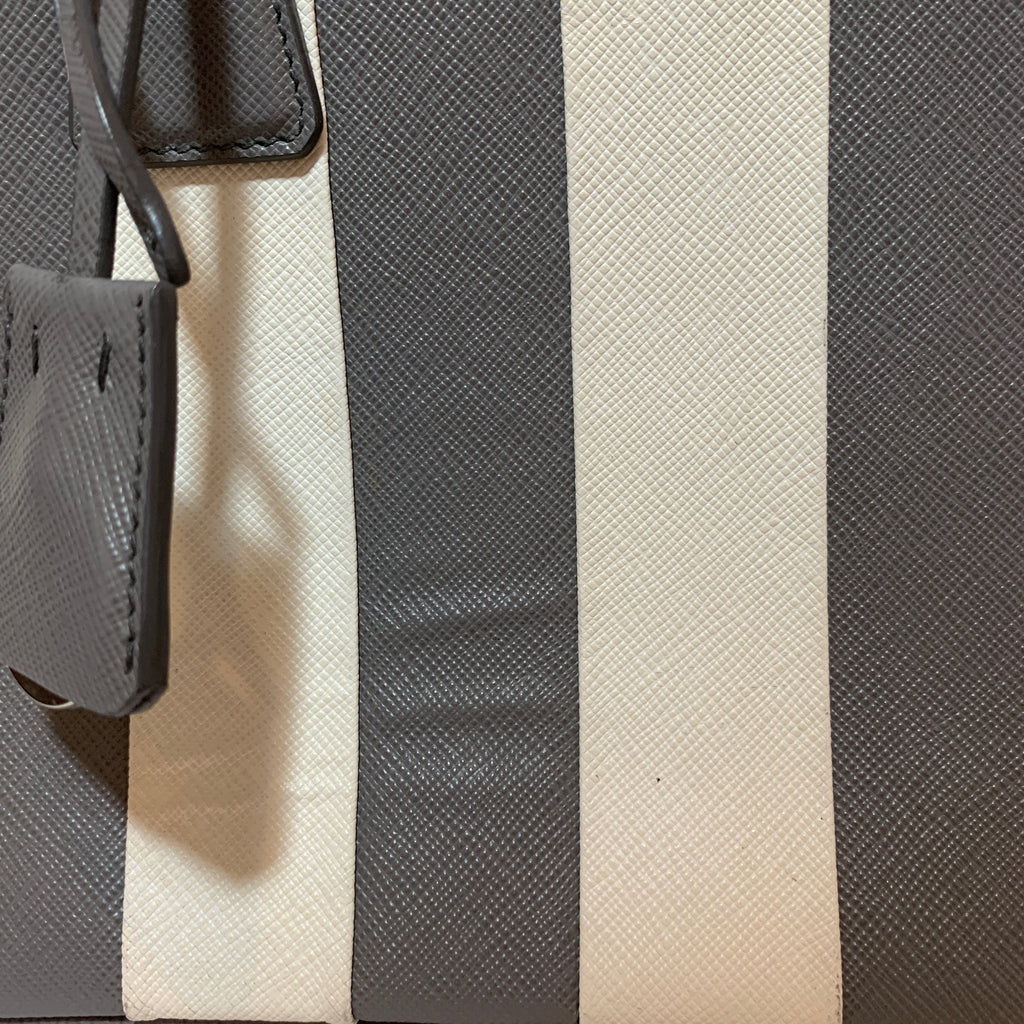 Prada Marble Grey Saffiano Leather Striped Small Satchel | Gently Used |