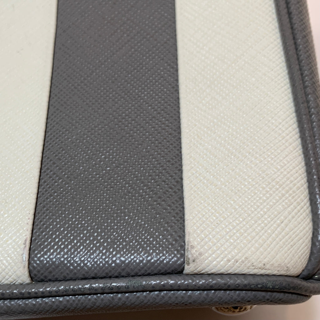 Prada Marble Grey Saffiano Leather Striped Small Satchel | Gently Used |