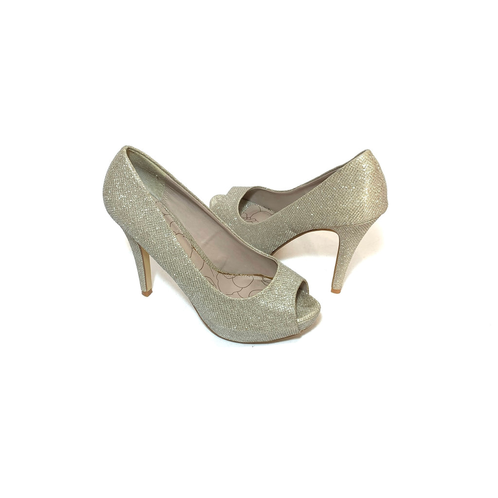 NEXT Silver Metallic Peep-toe Heels | Gently Used |