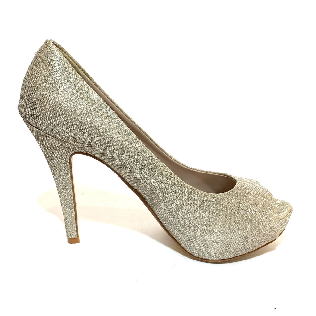 NEXT Silver Metallic Peep-toe Heels | Gently Used |