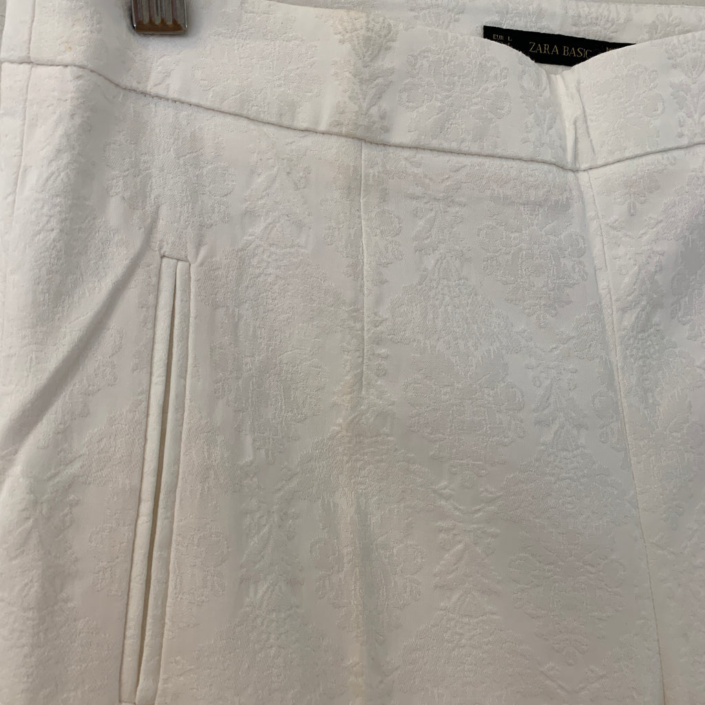 ZARA White Self-embroidered Pants | Brand New |