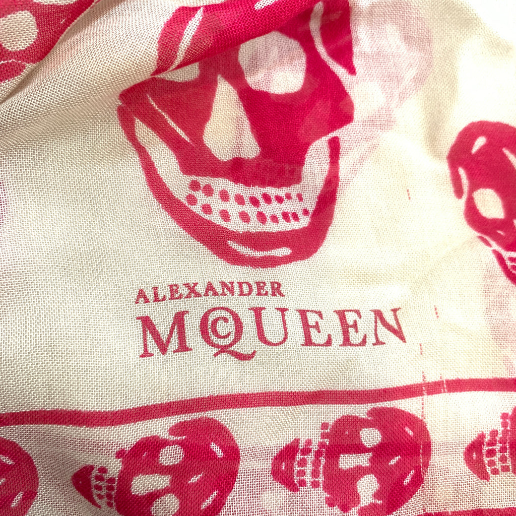 Alexander McQueen Beige & Pink Skull Cashmere/ Pashmina Scarf | Gently Used |