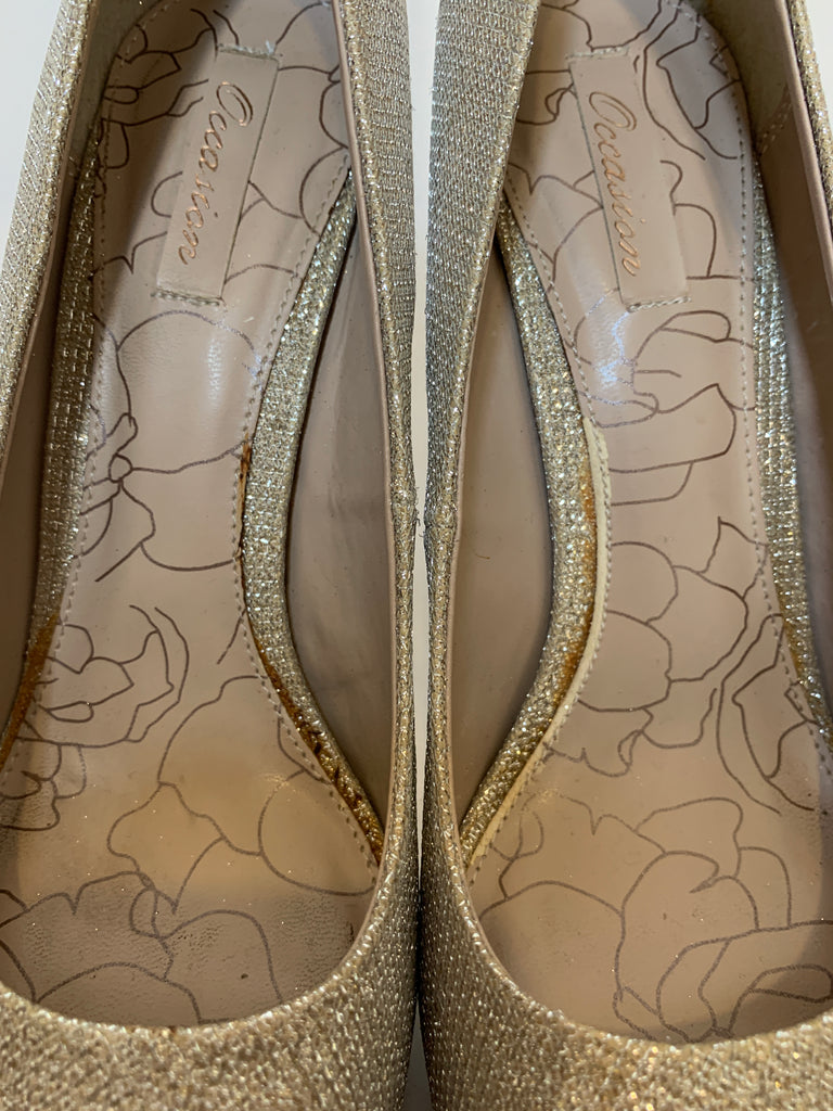 NEXT Silver Metallic Peep-toe Heels | Gently Used |