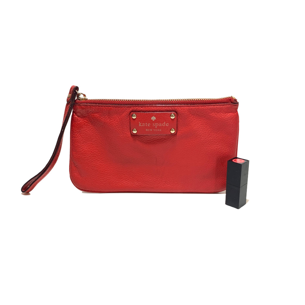 Kate Spade Red Leather Wristlet | Pre Loved |