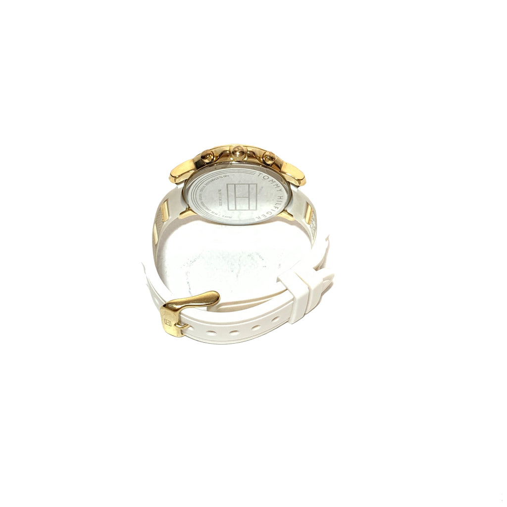 Tommy Hilfiger Gold & White Silicone Strap Watch | Gently Used |