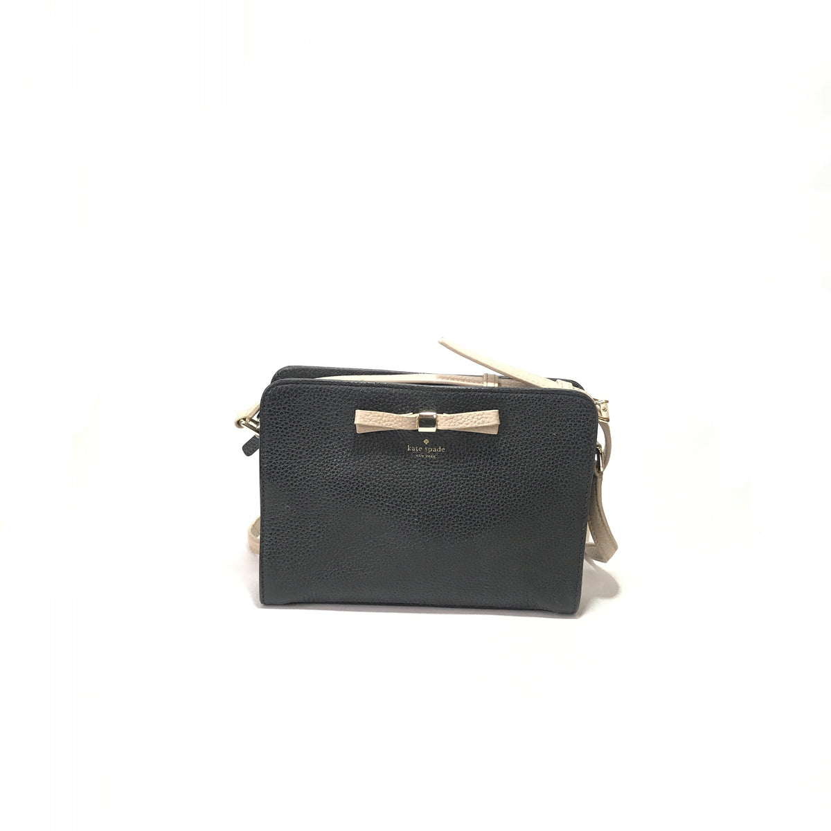 Kate spade black purse with pink bow top
