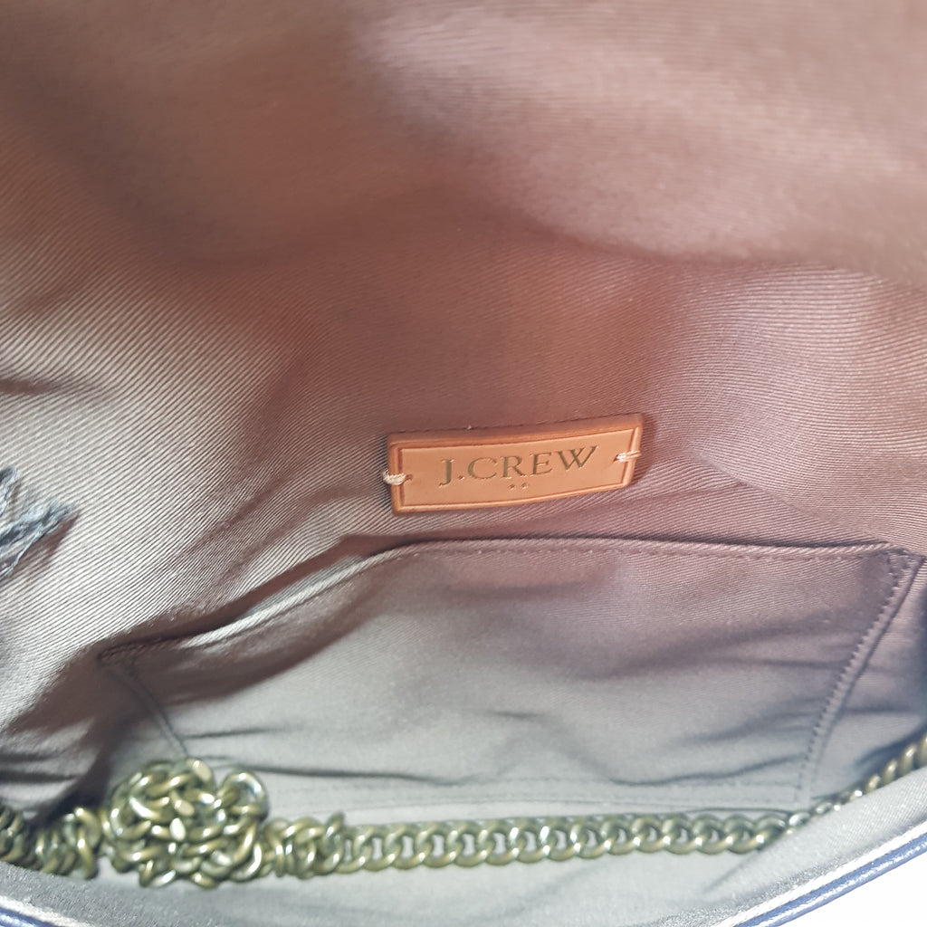 J.Crew Mint Green & Navy Pebbled Leather Clutch | Like New |