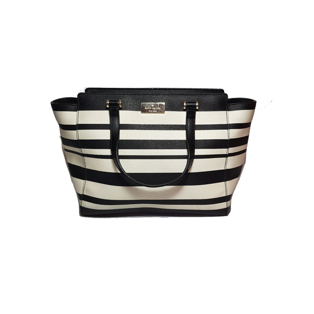 Kate Spade Black & White Striped Satchel | Pre Loved |