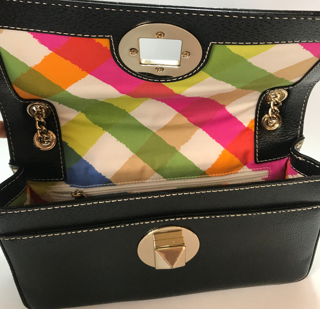 Kate Spade Black Leather Turn-lock Shoulder Bag | Gently Used |