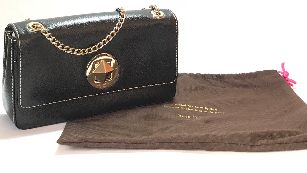 Kate Spade Black Leather Turn-lock Shoulder Bag | Gently Used |
