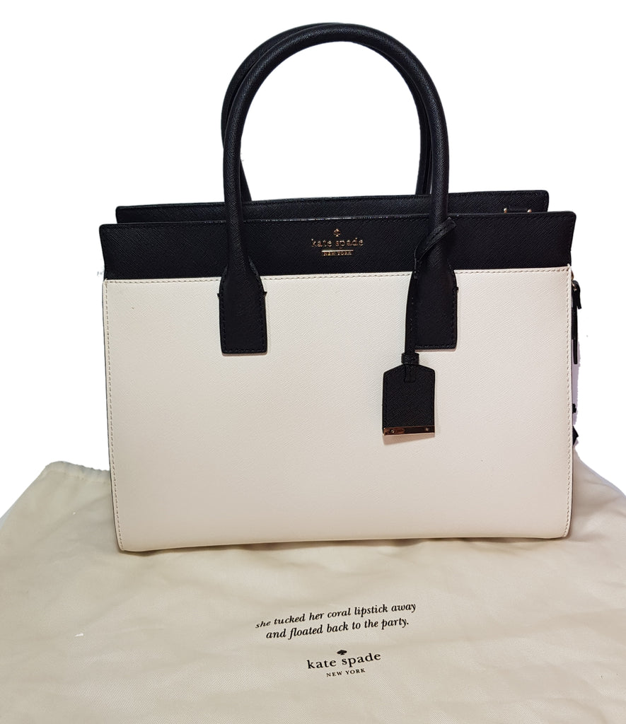 Kate Spade White, Black & Pink Leather Tote | Like New |