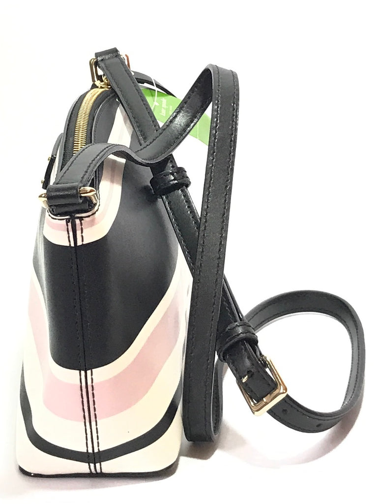 Kate Spade Grove Street Black, Pink & White Striped Cross Body Bag | Brand New |