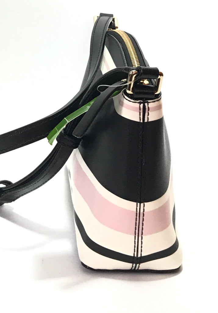 Kate Spade Grove Street Black, Pink & White Striped Cross Body Bag | Brand New |