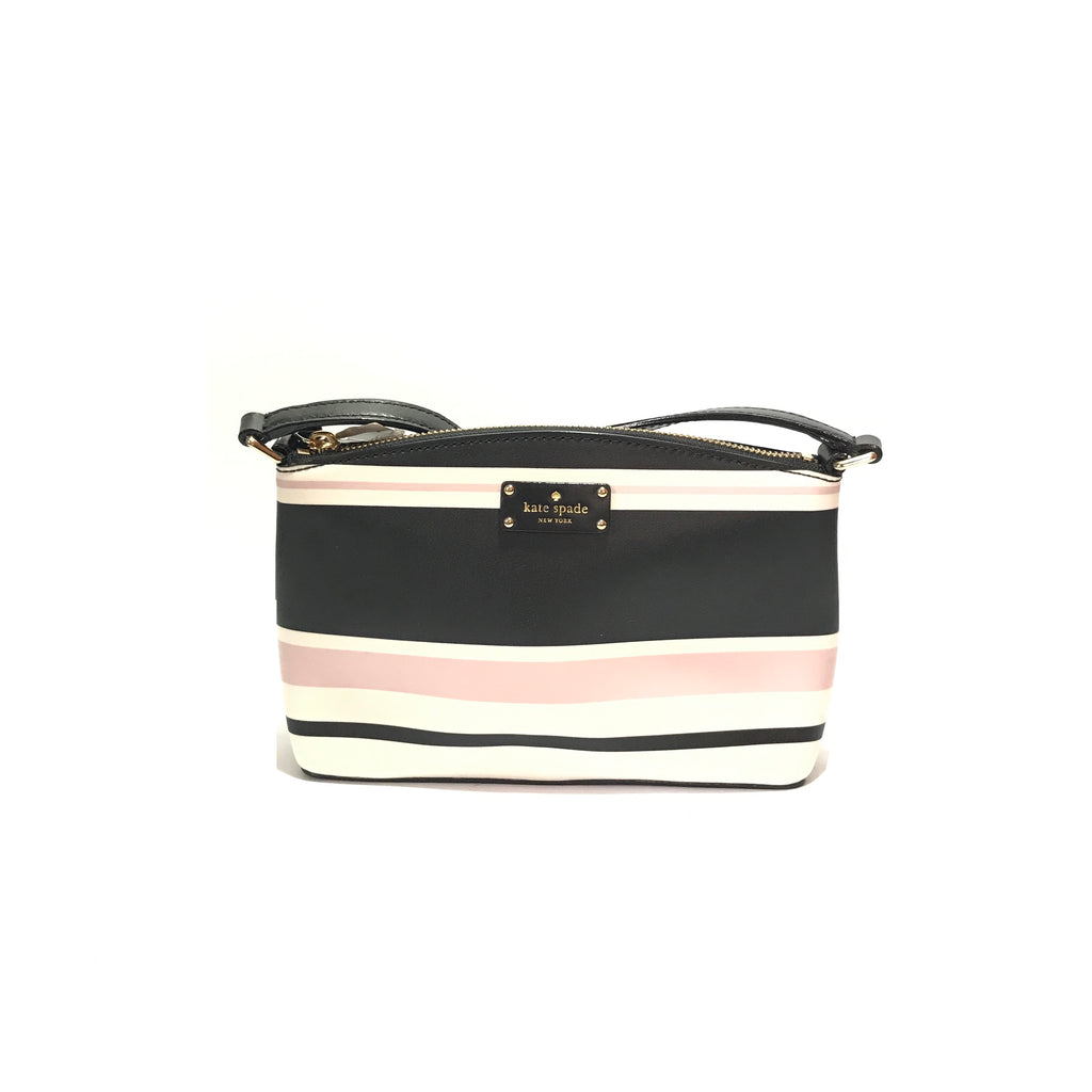 Kate Spade Grove Street Black, Pink & White Striped Cross Body Bag | Brand New |
