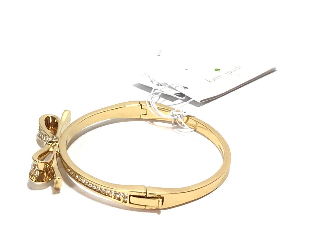 Kate Spade Love Notes Gold Pave Large Bow Bangle  | Brand New |