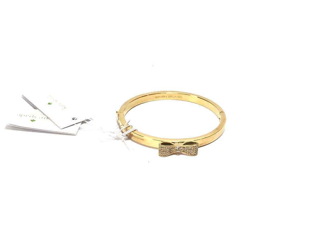 Kate Spade Love Notes Gold Pave Small Bow Bangle  | Brand New |