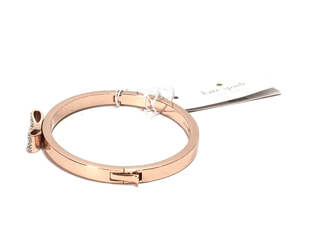 Kate Spade Love Notes Rose Gold Pave Small Bow Bangle  | Brand New |