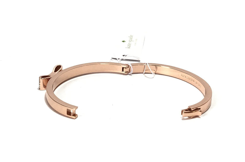 Kate Spade Love Notes Rose Gold Pave Small Bow Bangle  | Brand New |