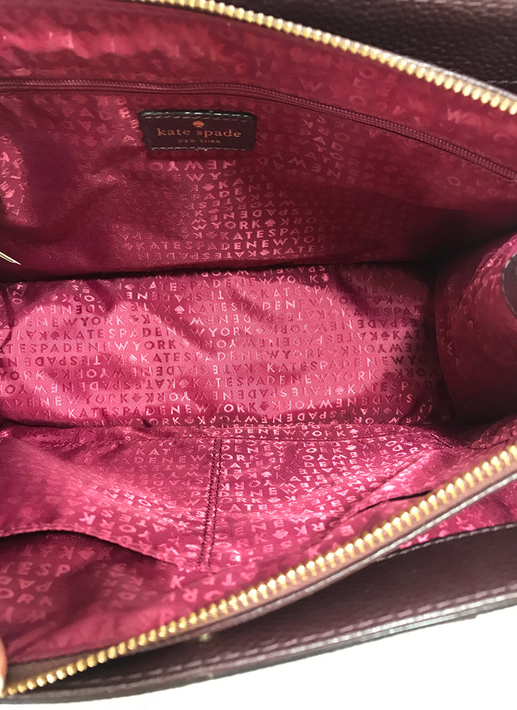 Kate Spade Maroon Pebbled Leather Satchel | Like New |
