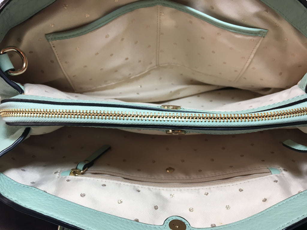 Kate Spade Mint Green Laser Cut Leather Tote Bag | Gently Used |