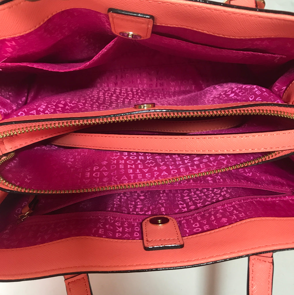 Kate Spade Coral Leather Satchel Tote | Pre Loved |