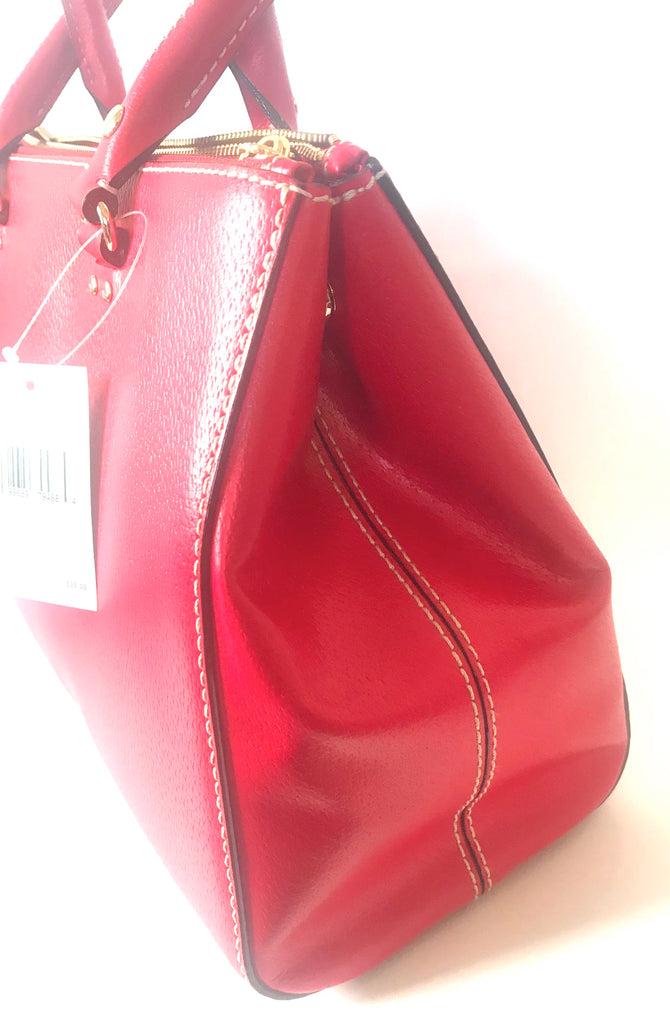 Kate Spade 'Martine Wellesley Pillbox Red' Leather Tote | Brand New |