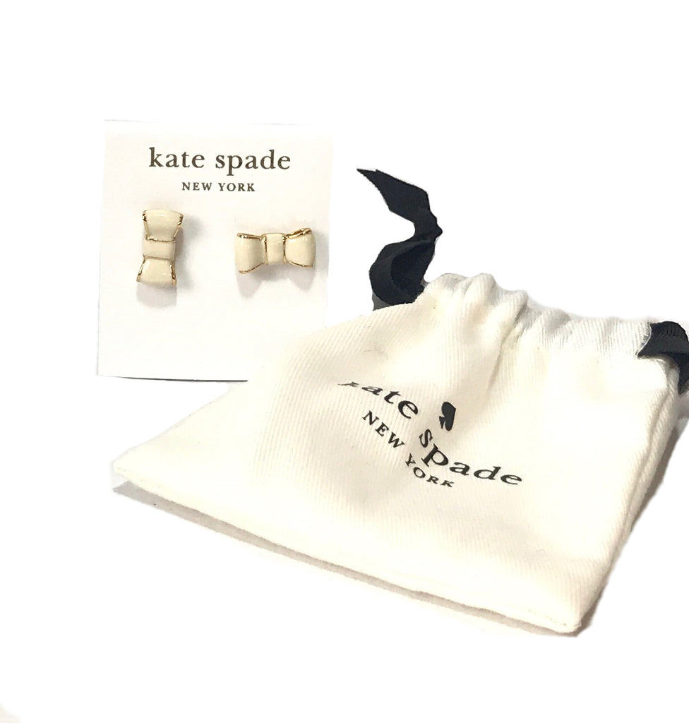 Kate Spade Cream Bow 14K Gold Earrings | Like New |