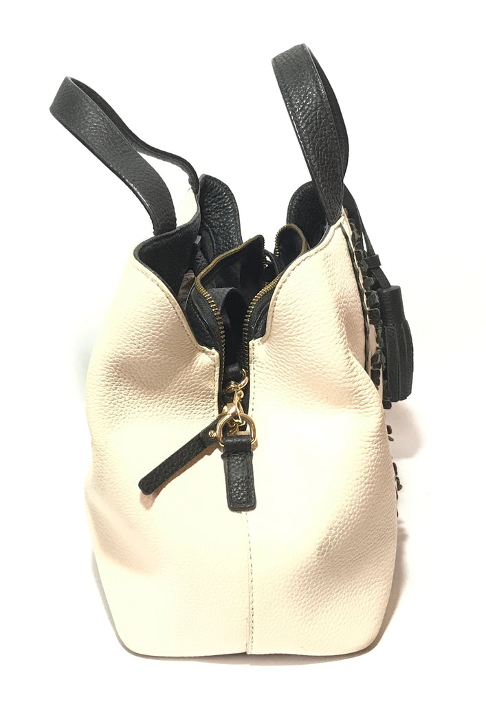 Kate Spade White Leather with Black Flowers Tote Bag | Pre Loved |