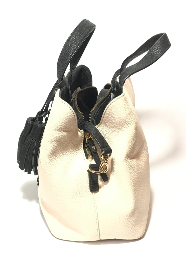 Kate Spade White Leather with Black Flowers Tote Bag | Pre Loved |
