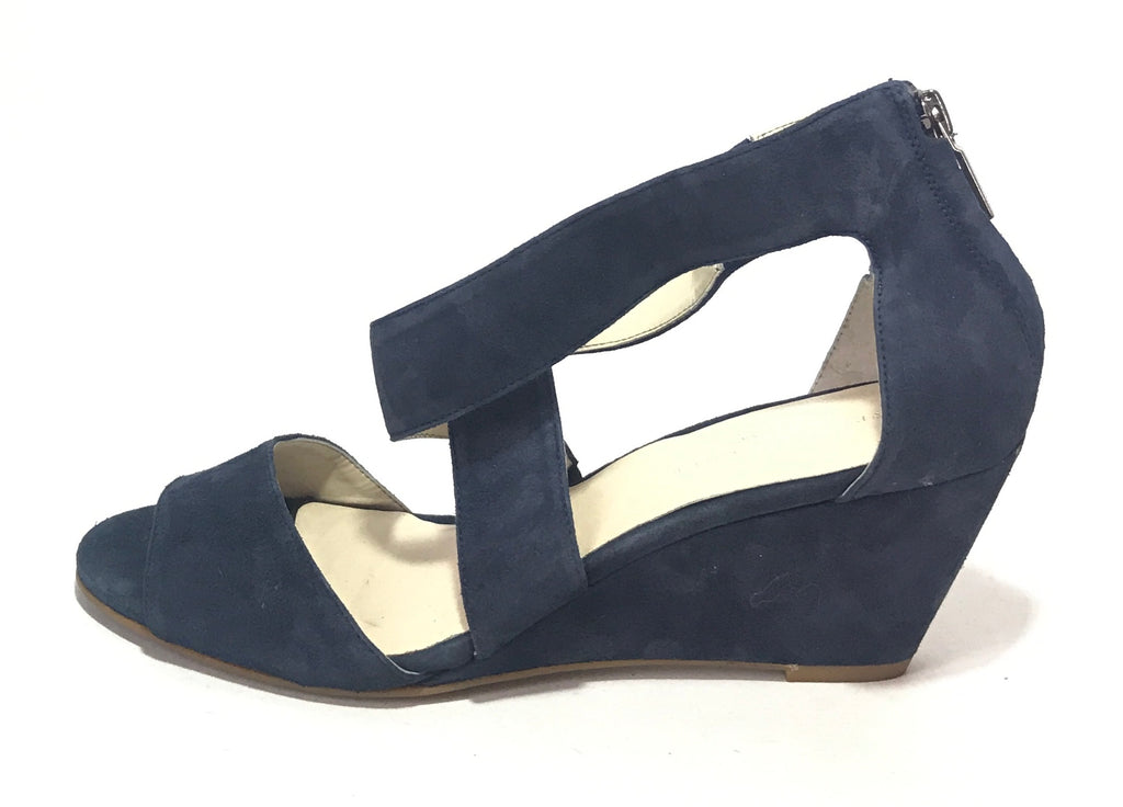 Kenneth Cole Blue Suede Multi Strap Wedges | Like New |