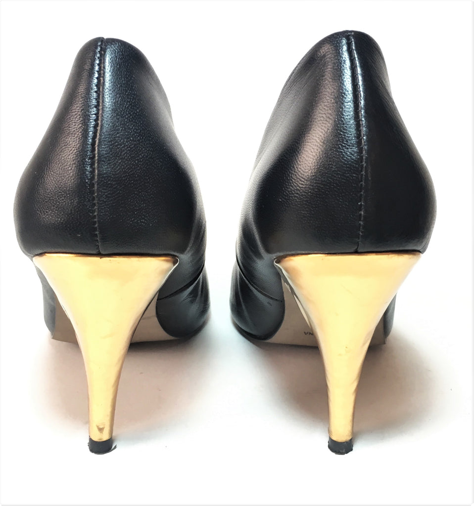 Kurt Geiger Black Leather Peep Toe Heels | Gently Used |
