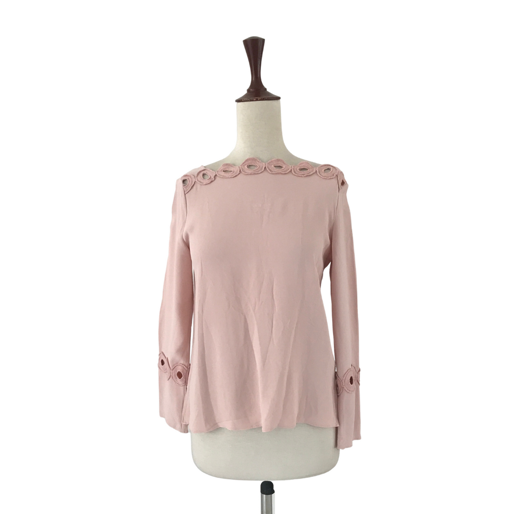 Massimo Dutti Light Pink Lace Cut-out Blouse | Gently Used |