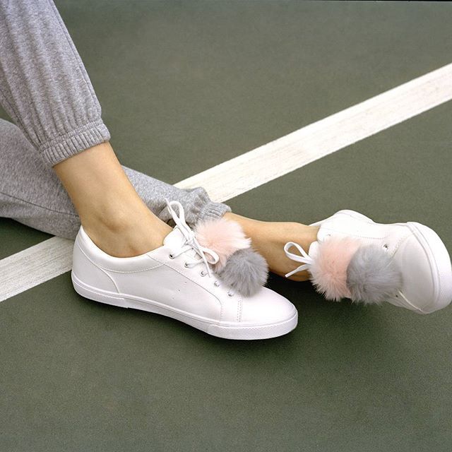 Bershka White Pompom Sneakers | Brand New |