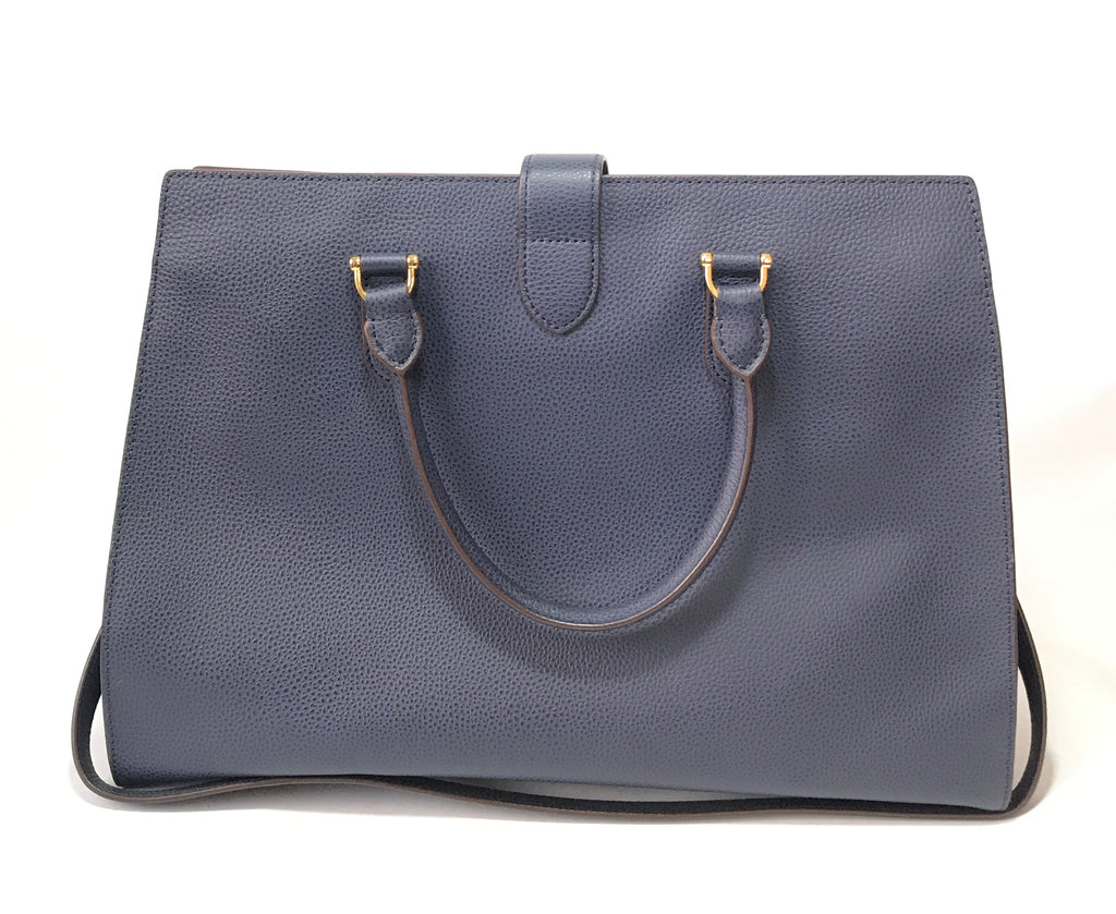 Ralph Lauren Navy Pebbled Leather Tote  | Like New |