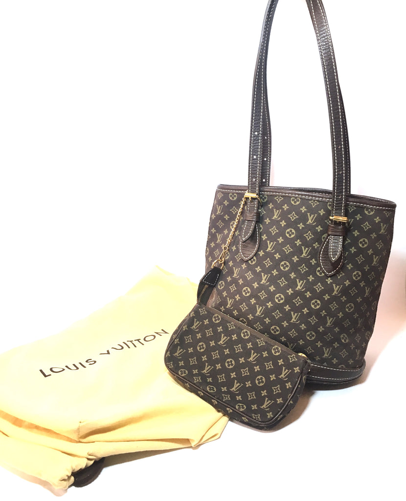 Louis Vuitton Ebene Monogram Mini Lin Bucket PM Bag | Pre Loved |