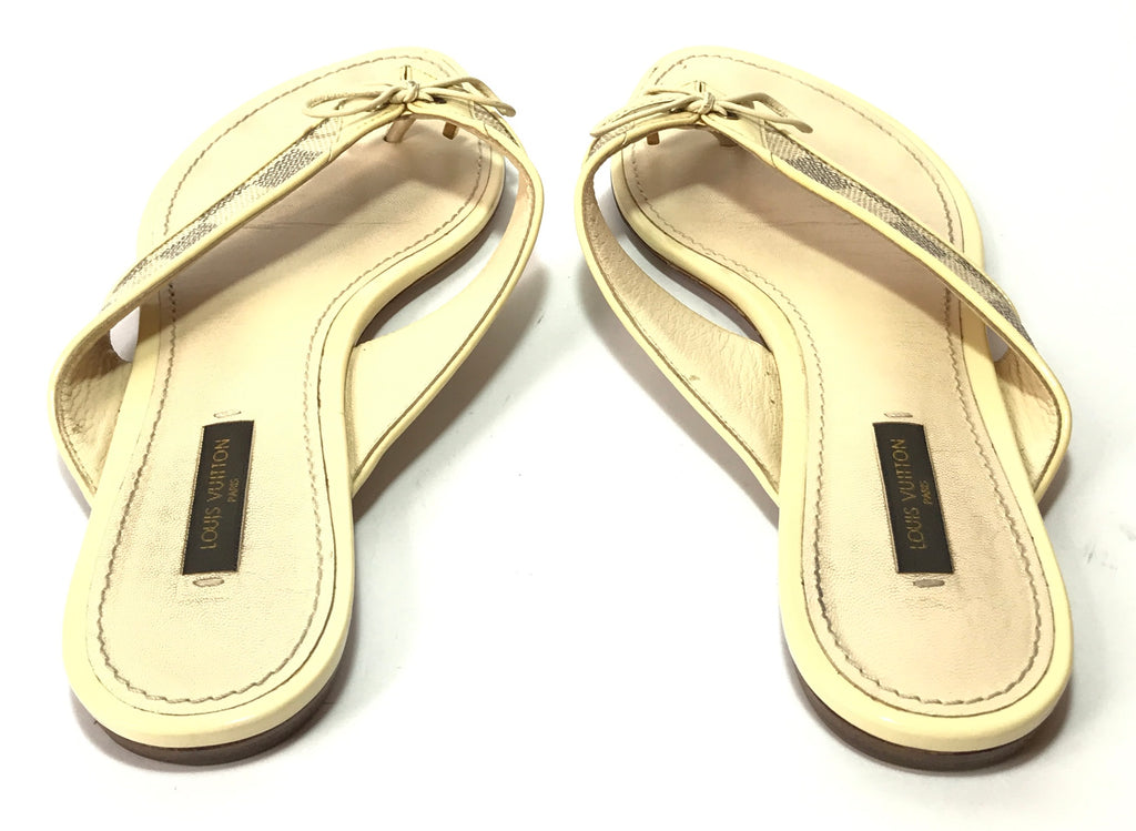 Louis Vuitton Cream Damier Azur Thong Sandals | Pre Loved |