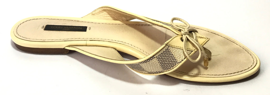 Louis Vuitton Cream Damier Azur Thong Sandals | Pre Loved |