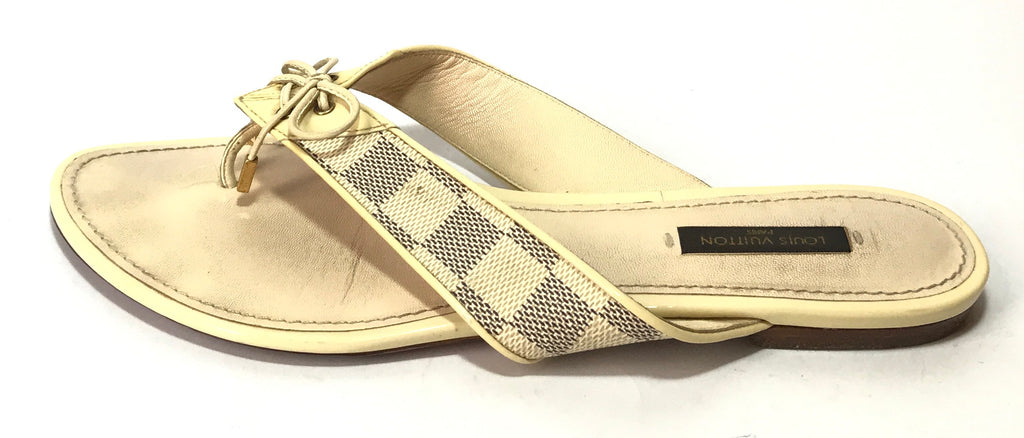 Louis Vuitton Cream Damier Azur Thong Sandals | Pre Loved |