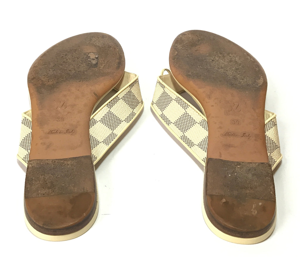 Louis Vuitton Cream Damier Azur Thong Sandals | Pre Loved |