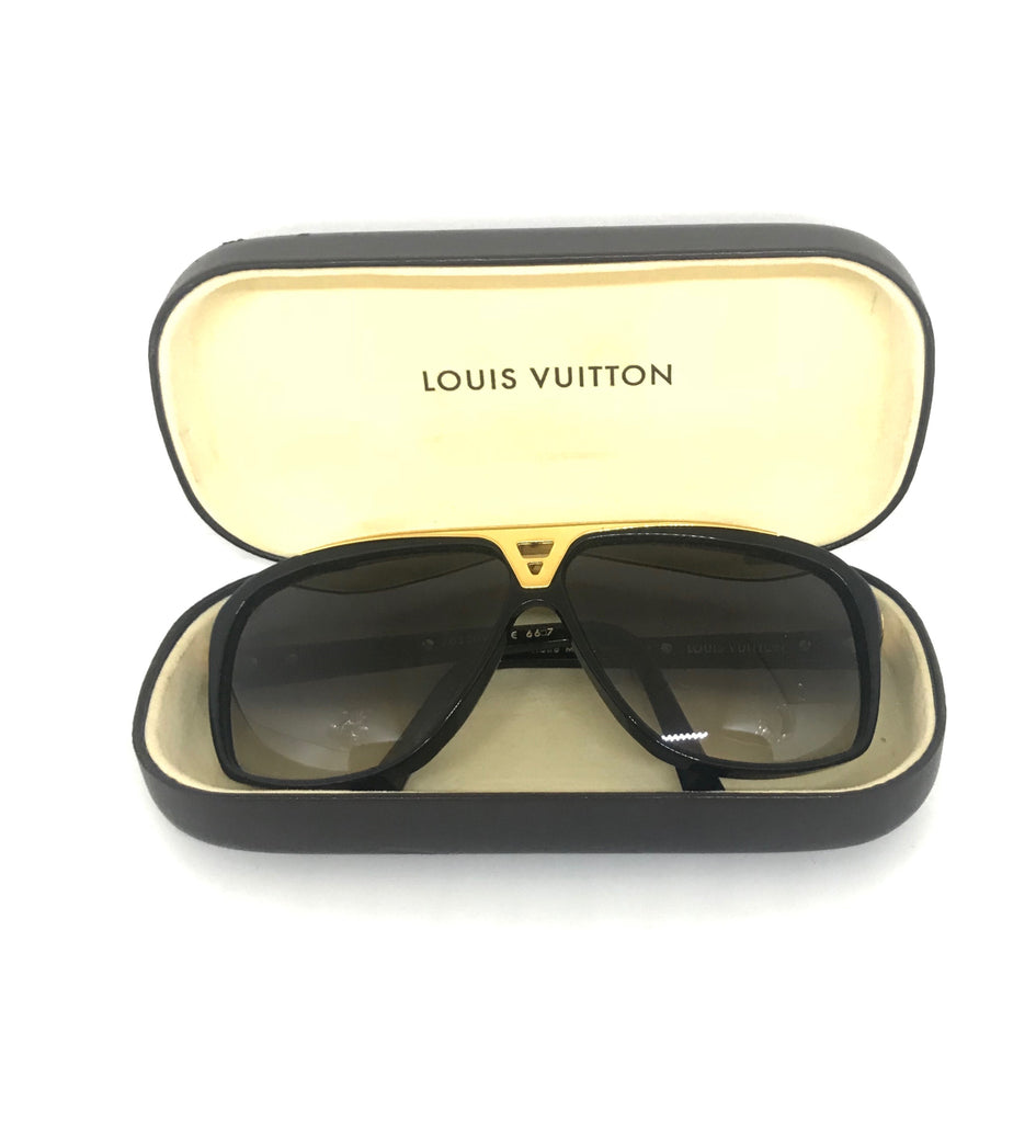 Louis Vuitton Black & Gold EVIDENCE Aviator Sunglasses | Pre Loved |