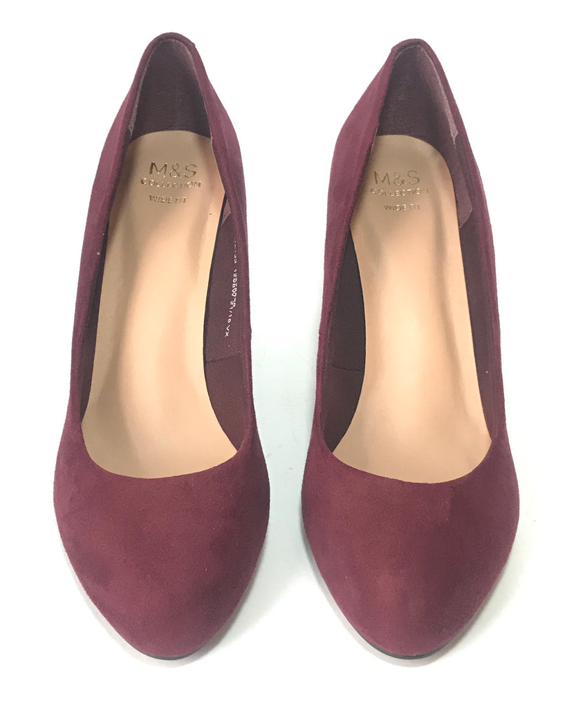 Marks & Spencer M&S Collection Maroon Suede Pumps | Brand New |